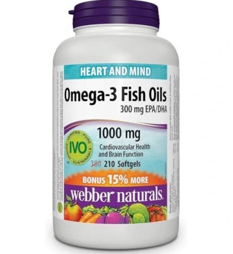 روغن ماهی امگا 3 وبر نچرالز 210 عدد Webber Omega-3 Fish Oil